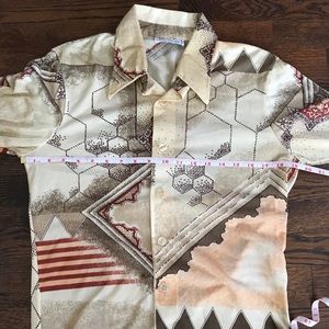 Vtg 60s 70s Go West Disco Button Up Shirt Mens M
